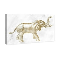 Wynwood Studio Animals Wall Art Canvas Prints 'Elephant' Zoo and Wild Animals - злато, бело