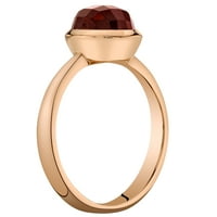 Ораво 2. КТ тркалезна форма Гарнет солитер прстен во злато од роза од 14 килограми