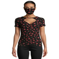 Без граници маица за отсекување на печатење на јуниори со маска