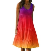 Дозвола Летни Фустани За Жени Фустан За Сонце Без Ракави Над Коленото Моден Фустан Со Цврст Лажички За Вратот Црвен 3xl