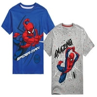 Момци на Spider-Man Неверојатни графички маици Спајди 2-пакувања, големини 4-18