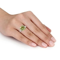 Miabella Women have 5- Carat T.G.W. Пердидот-перидот создаде бел сафир и дијамантски акцент 10kt бело злато коктел прстен