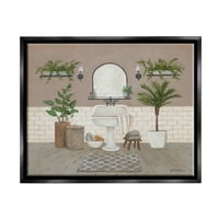Зелени зеленило за бања за бања ботаничко и цветно сликарство црно лебдеј врамен уметнички печатен wallид уметност