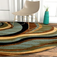Добро ткаени Баркли Нирвана бранови модерна геометриска мулти сина 7'10 тркалезна килим