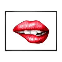 DesignArt 'Секси мамки подуени девојки усни гризени' модерно врамени платно wallидни уметности печатење