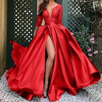 Готју Летен Фустан Женска Мода Голем Замав Секси Долг Фустан Заостанува Вечерен Фустан Црвен 5xl
