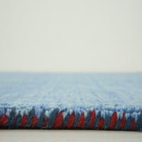 Уникатен разбој 5 '7' светло сино цврсто килим на областа Габе