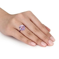 Miabella Women 7- Carat T.G.W. Роуз де Франс Африкански аметист розово злато блиц, позлатен сребрен овален прстен