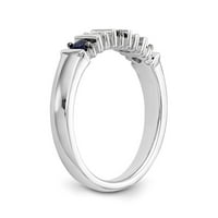 14к бел златен прстен бенд свадба дијамантски круг сафир сина, големина 6