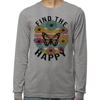 Најдете Ја Среќната Кошула Со Долги Ракави Со Пеперутка Унисе Голема Сива Боја