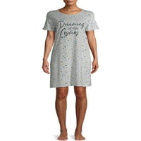 Мир, loveубов и соништа женски кратки ракави пижами кошула за спиење