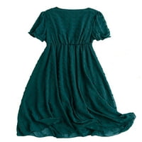 Женски Фустани Со Плус Големина Бохо Обичен V врат Линија Темно Зелена 4XL