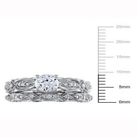 Miabella Womens 1- CT создаде сафир и дијамант 10kt Бело злато свадба и ангажман прстен