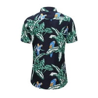 Машка Хавајска Кошула Со Кратки Ракави Секојдневно Копче Надолу Цветни Печатени Кошули За Плажа Со Џеб