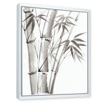 Детали за палма бамбус на бело III врамени сликарско платно уметничко печатење