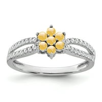Примарно злато Карат бело злато агтрин и дијамантски цветен прстен
