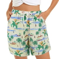 возидаоке карго панталони женски женски секојдневни шорцеви летни удобни шорцеви на плажа еластичен струк цветен принт со џебови