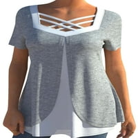 Haитните жени испрскани V вратот маица модна баги тунична блуза плажа лажни два пуловер на бохо