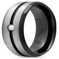 Машки не'рѓосувачки челик со дијамантски акцент црно -бел прстен