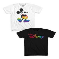 Класик за момчиња на Дизни Мики, да ви биде верен за логото на виножито, кратка графичка маица, црна бела, големини 4-18