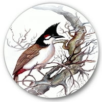 Дизајн на „Античка убава птица на гранка“ Традиционална метална wallидна уметност - диск од 23