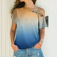 Студените врвови на рамото за жени облечени кратки ракави врвови блузи редовни вклопуваат маички пулвер маички врвови градиентни