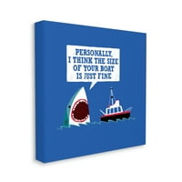 Sulpell Industries глупости ајкули Јадење брод брод со сини океански бранови платно wallидна уметност, 30, дизајн од Мајкл Букстон