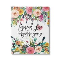 Stuple Industries Shape Love Frishe Pink Floral Blooms Calligraphy Canvas wallидна уметност, 20, дизајн од Ејми Бринкман