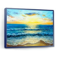 DesignArt 'Sunrise сјај на океанските бранови I' Наутички и крајбрежен врамен платно wallиден уметност