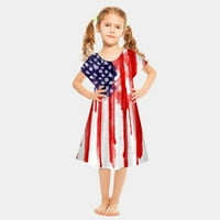 Јеселк Облека За Денот На Независноста За Мали Девојчиња Фустан Со Американско Знаме 4 јули Патриотска Облека Бела 3 години