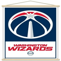 Вашингтон Визардс - Лого Ѕид Постер Со Дрвена Магнетна Рамка, 22.375 34