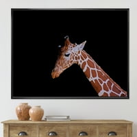 Дизајн Портрет на жирафа на црна позадина I 'Фарма куќа врамена платно за печатење на wallидни уметности