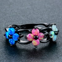 Lroplie rings rings за жени девојки гроздобер Исклучителен цвет Опал цирконски венчален накит прстен подароци